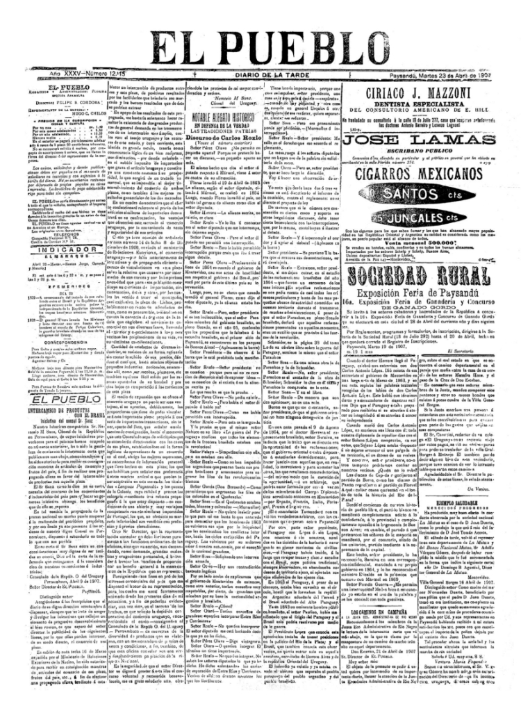 EL PUEBLO del 23/04/1907